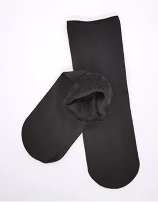 1 Pair Large Thick Fur THERMAL HEATED SOCKS Warm Winter Work Ski Reversible V563-W8253-BLACK-1PAIR