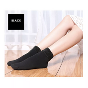 1 Pair Large Thick Fur THERMAL HEATED SOCKS Warm Winter Work Ski Reversible V563-W8253-BLACK-1PAIR