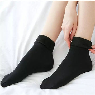 3 Pairs Large Thick Fur THERMAL HEATED SOCKS Warm Winter Work Ski Reversible V563-W8253-BLACK-3PAIRS