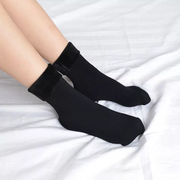 6 Pairs Large Thick Fur THERMAL HEATED SOCKS Warm Winter Work Ski Reversible V563-W8253-BLACK-6PAIRS