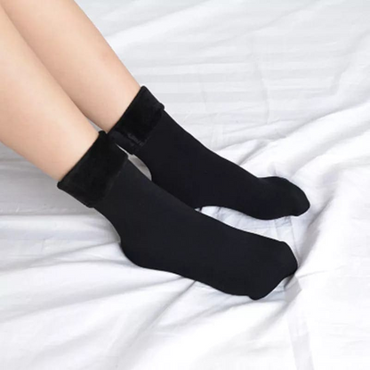 6 Pairs Large Thick Fur THERMAL HEATED SOCKS Warm Winter Work Ski Reversible V563-W8253-BLACK-6PAIRS