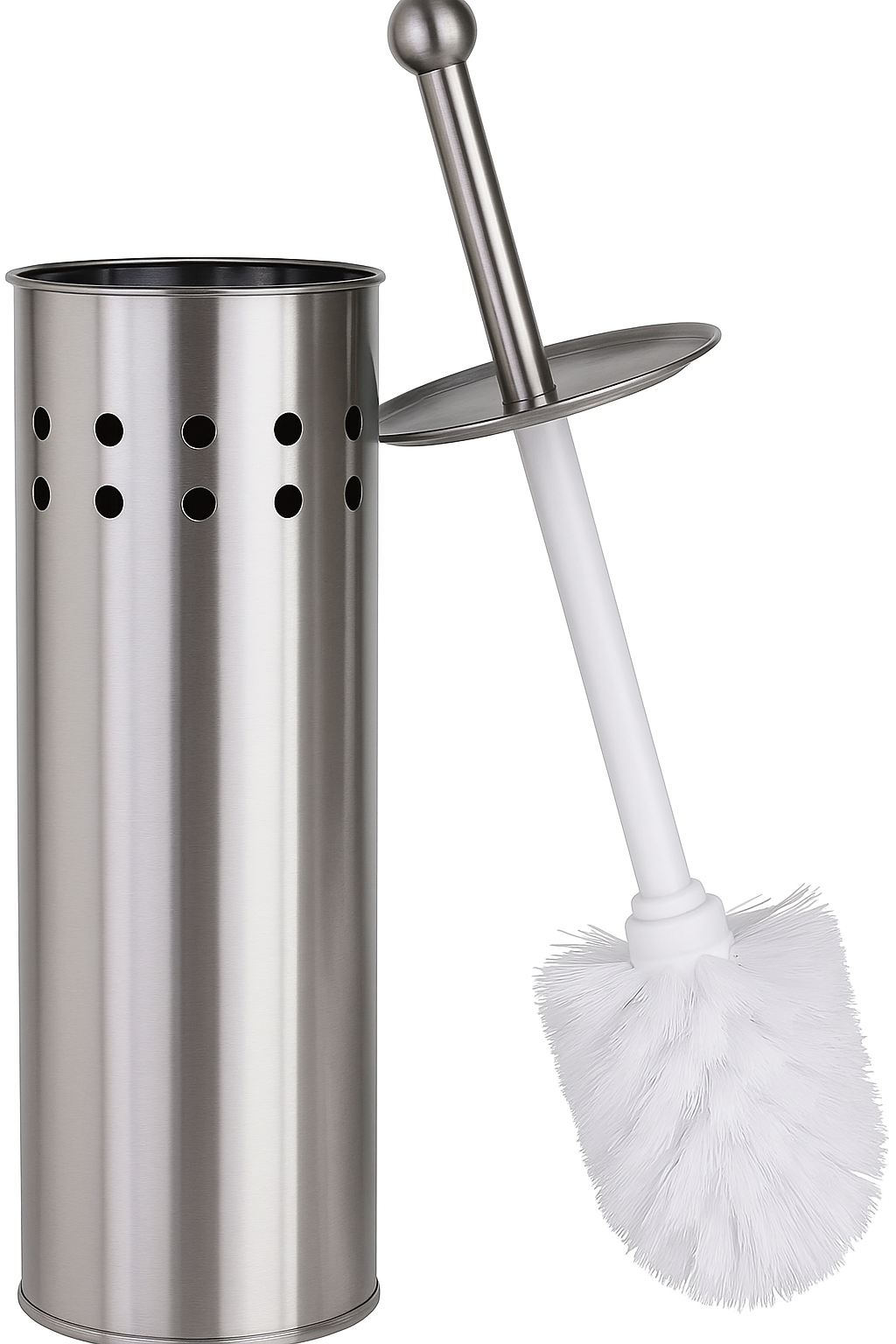 Toilet Brush Holder Metal Stainless Steel Bathroom Set Handle Round Cover Clean V563-WB-TOILETHOLDER