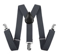 35mm WIDE SUSPENDERS Mens Adjustable Braces Clip On Trouser Elastic Y-Back - Black V563-WIDESUSPENDERS-BLK