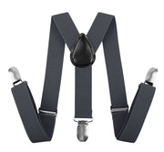 35mm WIDE SUSPENDERS Mens Adjustable Braces Clip On Trouser Elastic Y-Back - Black V563-WIDESUSPENDERS-BLK