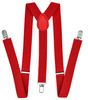 35mm WIDE SUSPENDERS Mens Adjustable Braces Clip On Trouser Elastic Y-Back - Red V563-WIDESUSPENDERS-RED