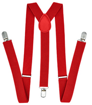 35mm WIDE SUSPENDERS Mens Adjustable Braces Clip On Trouser Elastic Y-Back - Red V563-WIDESUSPENDERS-RED