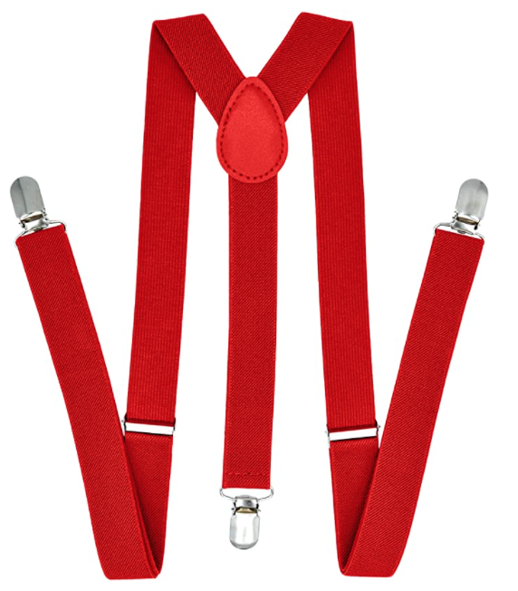 35mm WIDE SUSPENDERS Mens Adjustable Braces Clip On Trouser Elastic Y-Back - Red V563-WIDESUSPENDERS-RED