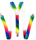 35mm WIDE SUSPENDERS Mens Adjustable Braces Clip On Trouser Elastic Y-Back - Rainbow V563-WIDESUSPENDERS-RNBW