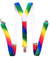 35mm WIDE SUSPENDERS Mens Adjustable Braces Clip On Trouser Elastic Y-Back - Rainbow V563-WIDESUSPENDERS-RNBW