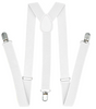 35mm WIDE SUSPENDERS Mens Adjustable Braces Clip On Trouser Elastic Y-Back - White V563-WIDESUSPENDERS-WHT