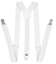35mm WIDE SUSPENDERS Mens Adjustable Braces Clip On Trouser Elastic Y-Back - White V563-WIDESUSPENDERS-WHT