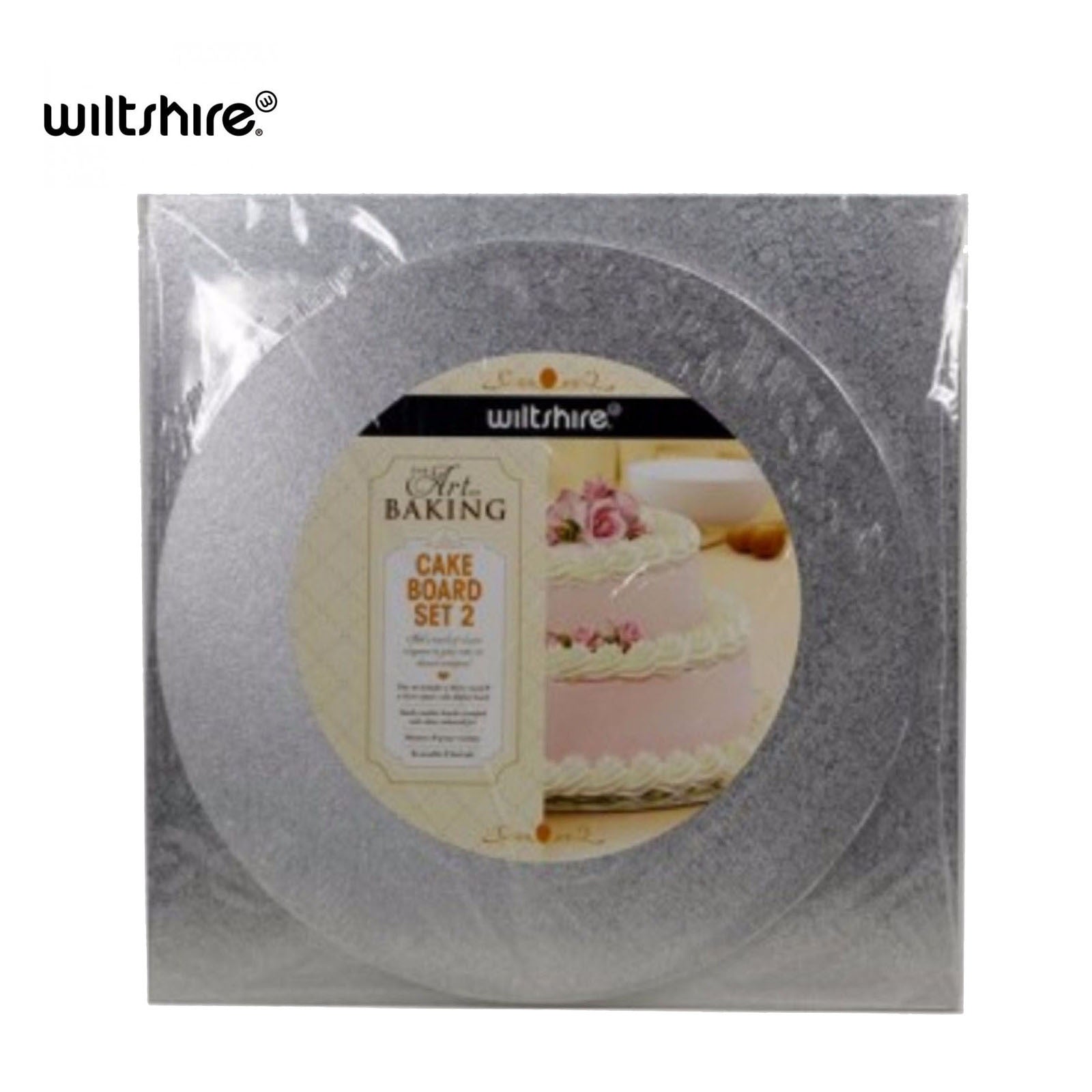 Set of 2 WILTSHIRE Cake Board Art of Baking Wooden Approved Food Grade Reusable V563-WILTS-2CKBART