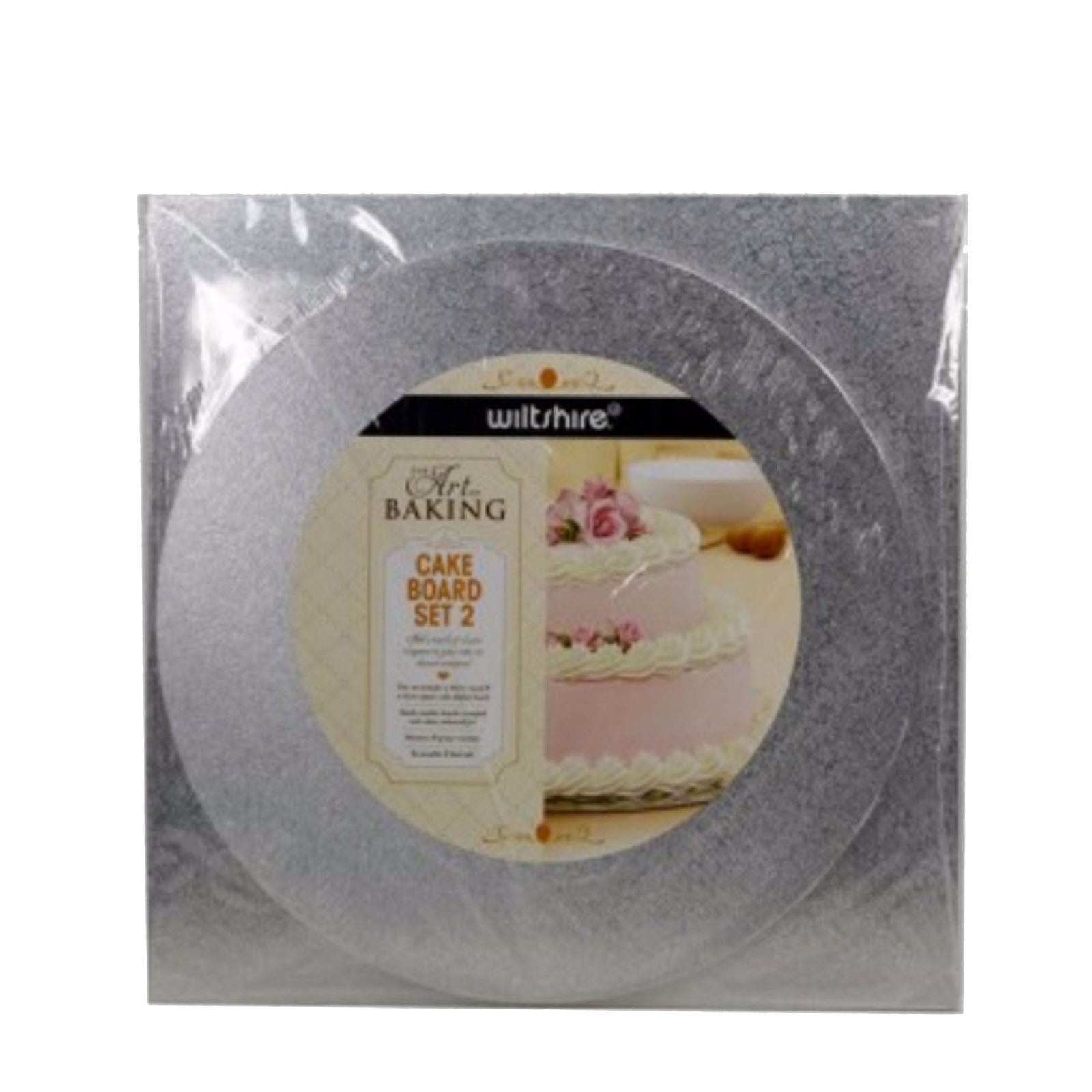Set of 2 WILTSHIRE Cake Board Art of Baking Wooden Approved Food Grade Reusable V563-WILTS-2CKBART