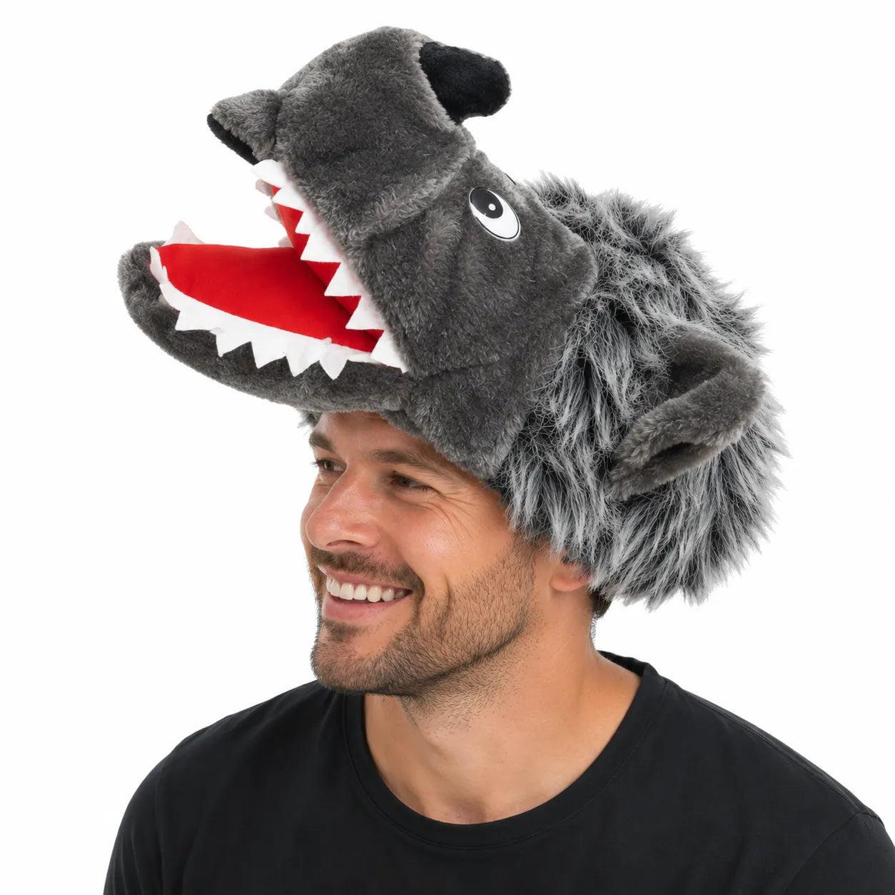 WOLF HAT Funny Party Costume Adult Childrens Animal Fancy Dress Halloween Cap V563-WOLFHAT