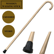 93cm WOODEN WALKING STICK Wood Cane Pole Carved Varnished Deluxe Sturdy - Beige V563-WOODENWALKINGSTICK-BEIGE