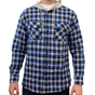 Mens Cotton Flannelette Shirt w Jersey Hood Long Sleeve Flannel - Denim - L V563-WS47-45-L