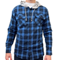 Mens Cotton Flannelette Shirt w Jersey Hood Long Sleeve Flannel - Blue - M V563-WS47-48-M