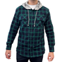 Mens Cotton Flannelette Shirt w Jersey Hood Long Sleeve Flannel - Green - M V563-WS47-82-M