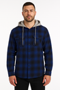 Mens Cotton Flannelette Shirt w Jersey Hood Long Sleeve Flannel - Royal Blue - S V563-WS47-ROYALBLU44-S