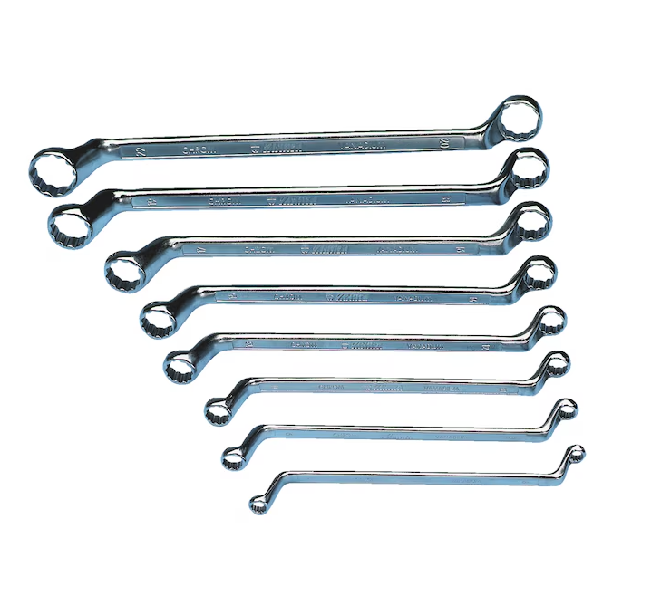 Wurth Double-End Box Wrench Set, Deep Offset - 8 Piece Metric, POWERDRIV Bi-Hex, Chrome Vanadium Steel V563-WURTH-071330540