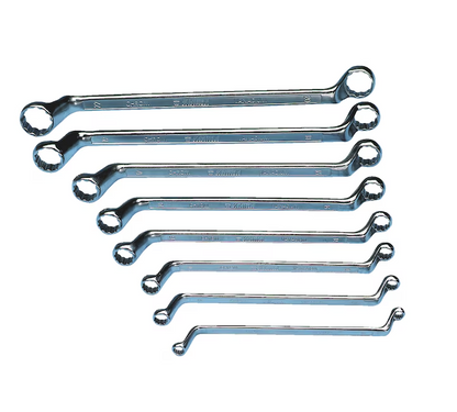 Wurth Double-End Box Wrench Set, Deep Offset - 8 Piece Metric, POWERDRIV Bi-Hex, Chrome Vanadium Steel V563-WURTH-071330540