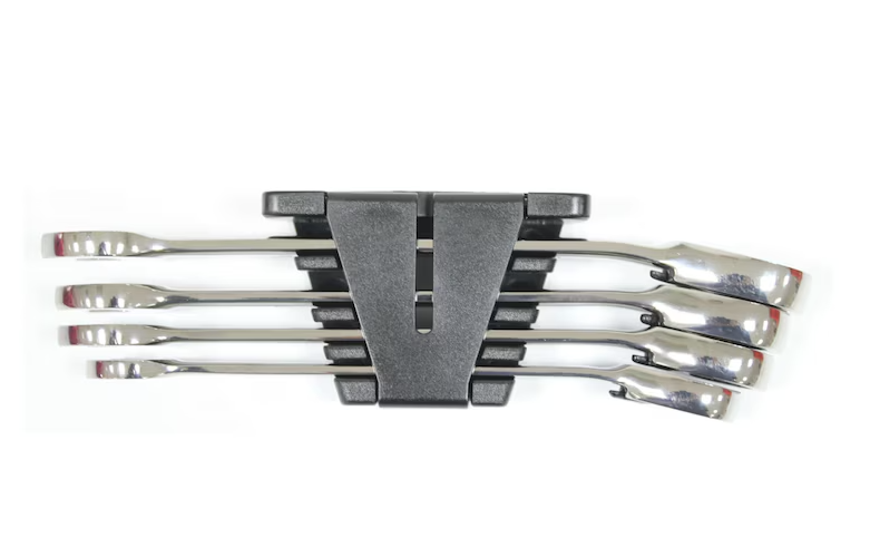 Wurth 4pcs Ratchet Combination Wrench Set with Reversing Lever - Chrome Vanadium Steel, 72-Tooth, High-Gloss V563-WURTH-071425252