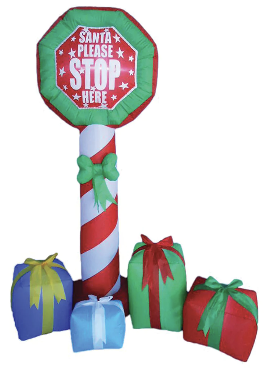 210cm Xmas Father Christmas Charm Santa Claus "Please Stop Here Sign" Decor V563-XU1346