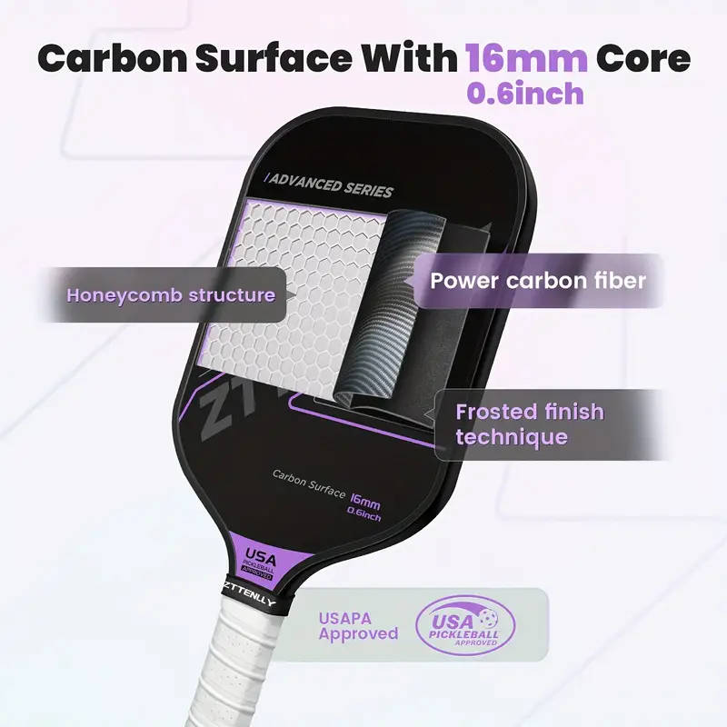 T300 Graphite Carbon Fiber Pickleball Paddles Pickle Ball Racket Racquet V563-YF48332-PURPLE