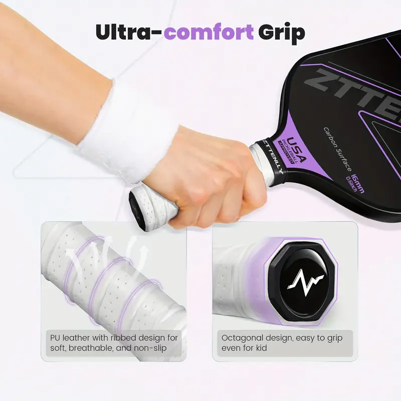 T300 Graphite Carbon Fiber Pickleball Paddles Pickle Ball Racket Racquet V563-YF48332-PURPLE