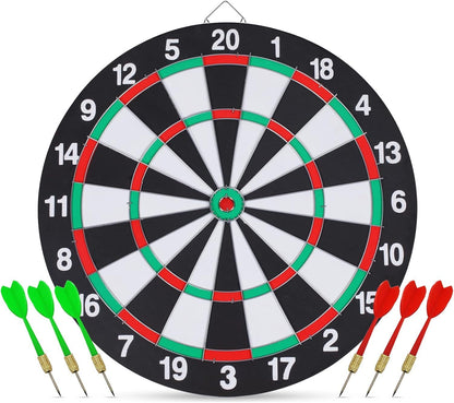 15" Dartboard Dart Board with Steel Darts Professional Competition Party Game V563-YU5439