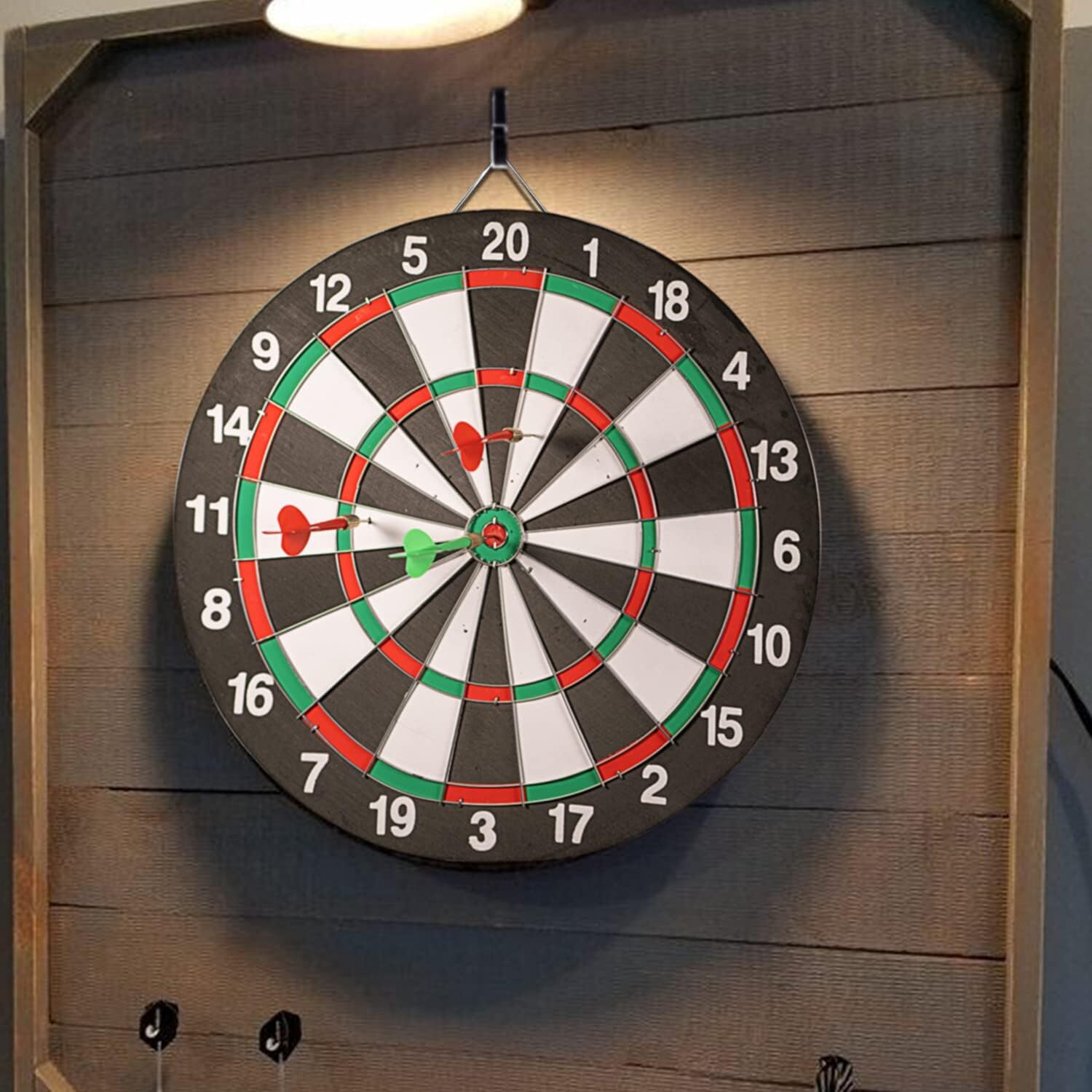15" Dartboard Dart Board with Steel Darts Professional Competition Party Game V563-YU5439