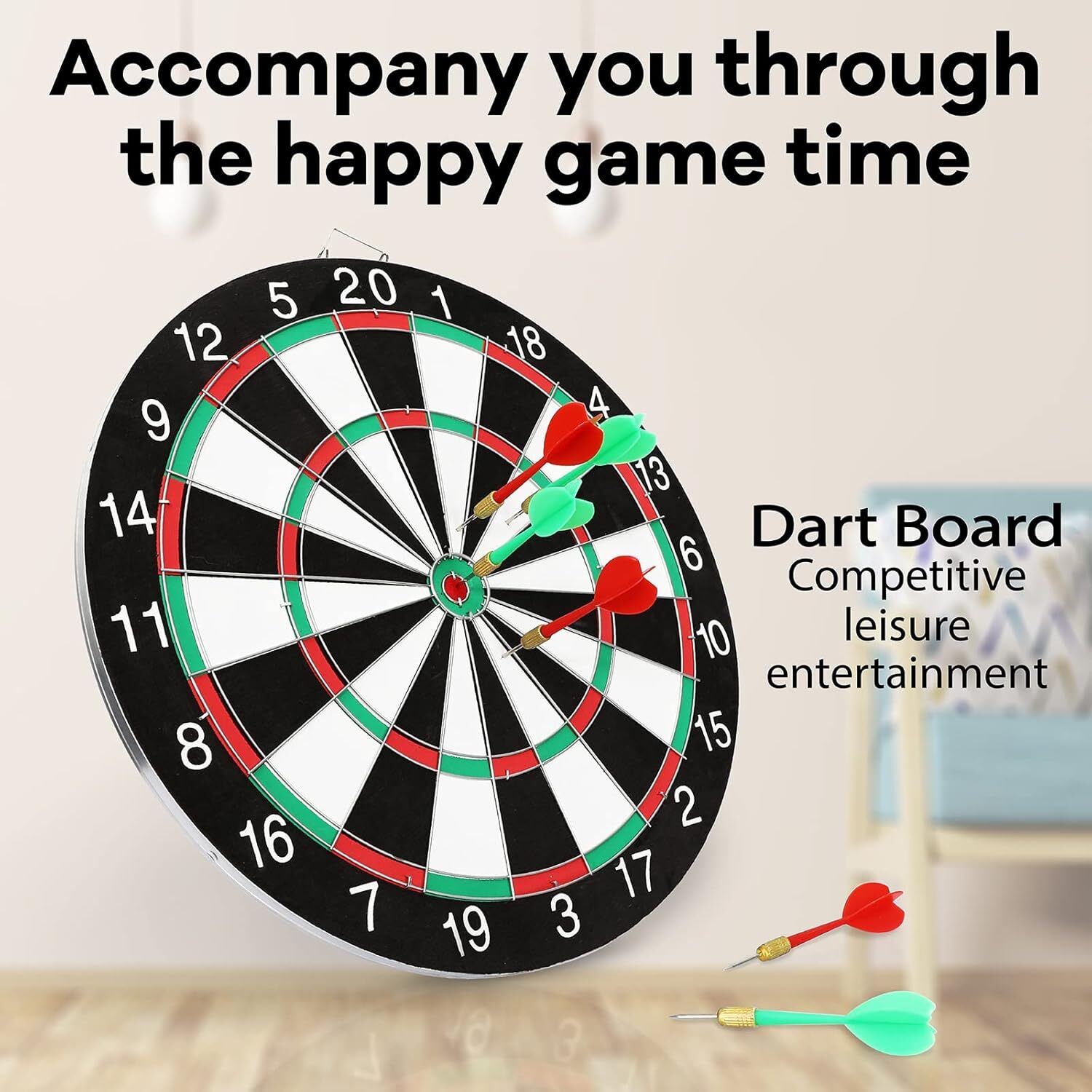 15" Dartboard Dart Board with Steel Darts Professional Competition Party Game V563-YU5439