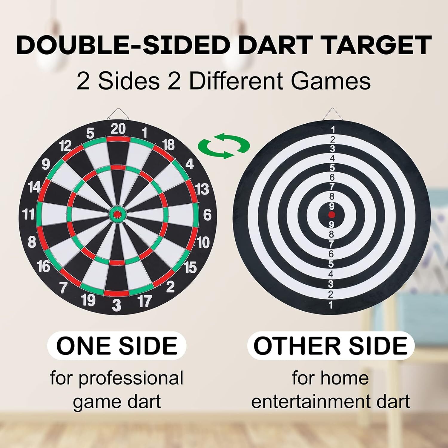 15" Dartboard Dart Board with Steel Darts Professional Competition Party Game V563-YU5439