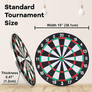 15" Dartboard Dart Board with Steel Darts Professional Competition Party Game V563-YU5439