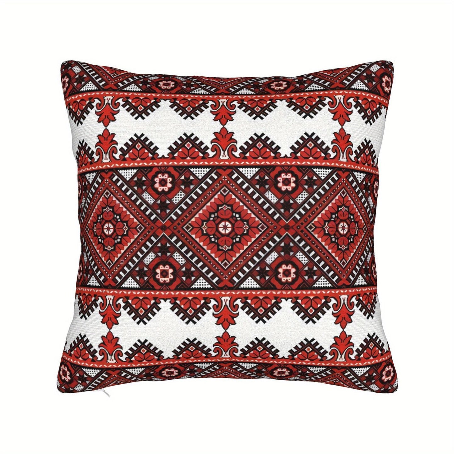 Ukrainian Square Cushion Pillow Cover - Traditional Print Folk w/ Zipper (45x45cm) V563-YX3133934