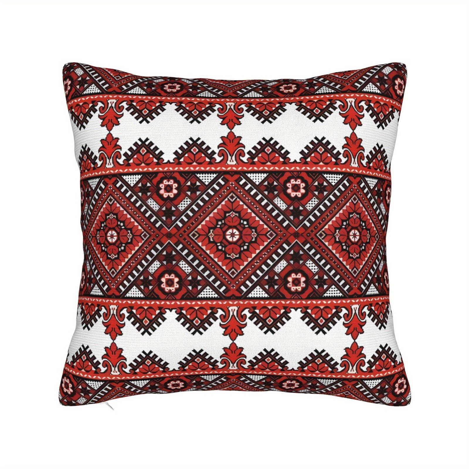 Ukrainian Square Cushion Pillow Cover - Traditional Print Folk w/ Zipper (45x45cm) V563-YX3133934