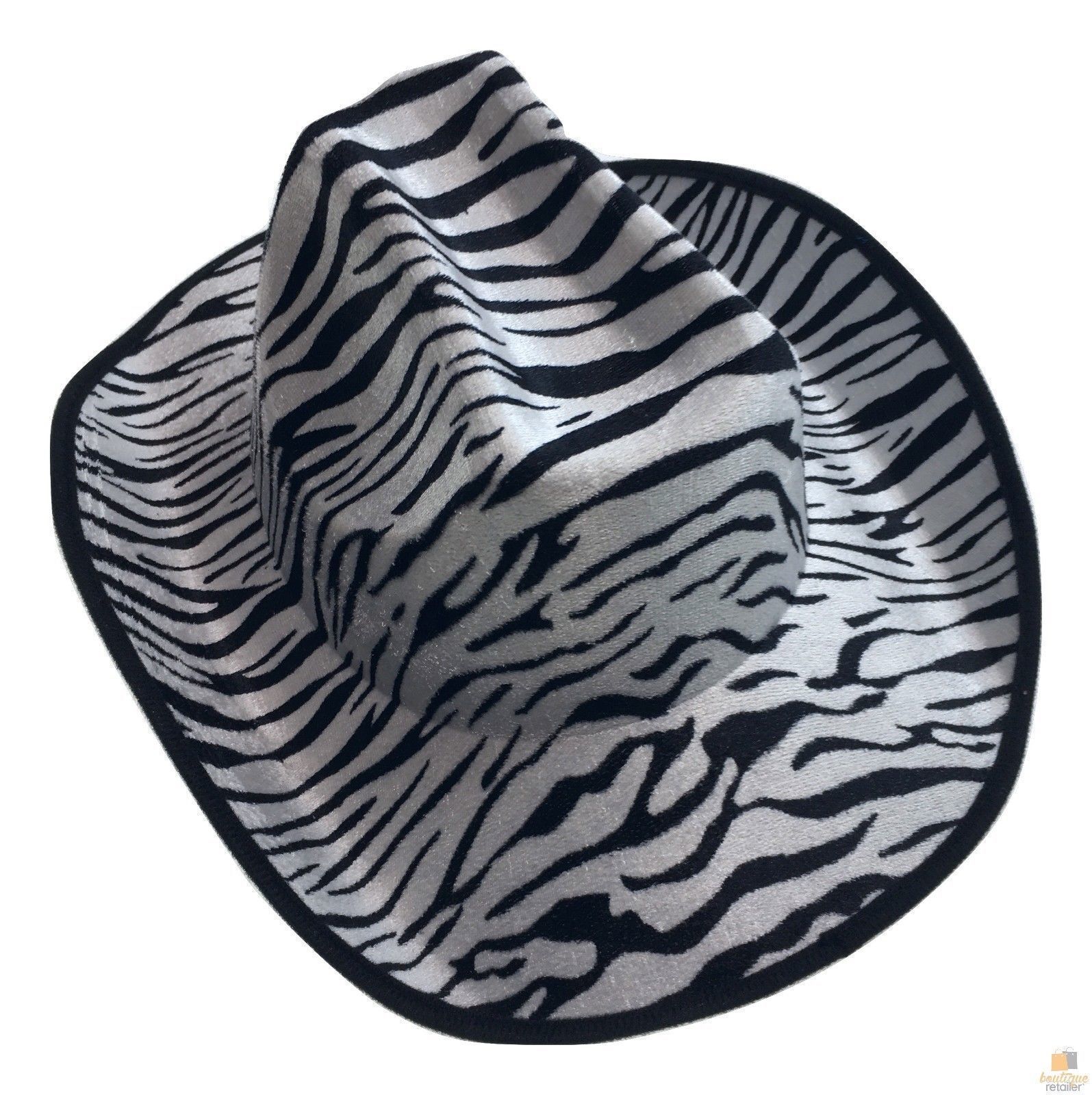ZEBRA HAT Adult Cowboy Print Wild West Costume Party Fancy Dress Fedora V563-ZEBRAHAT