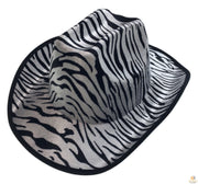 ZEBRA HAT Adult Cowboy Print Wild West Costume Party Fancy Dress Fedora V563-ZEBRAHAT