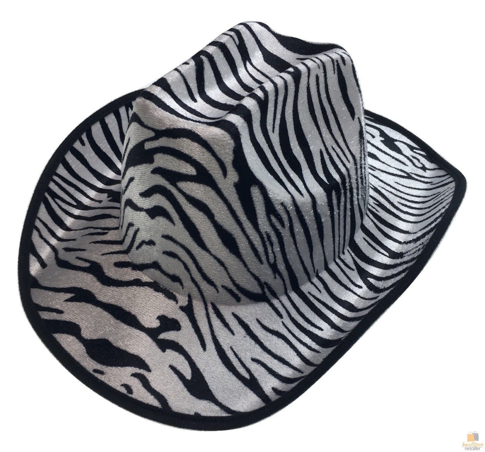 ZEBRA HAT Adult Cowboy Print Wild West Costume Party Fancy Dress Fedora V563-ZEBRAHAT