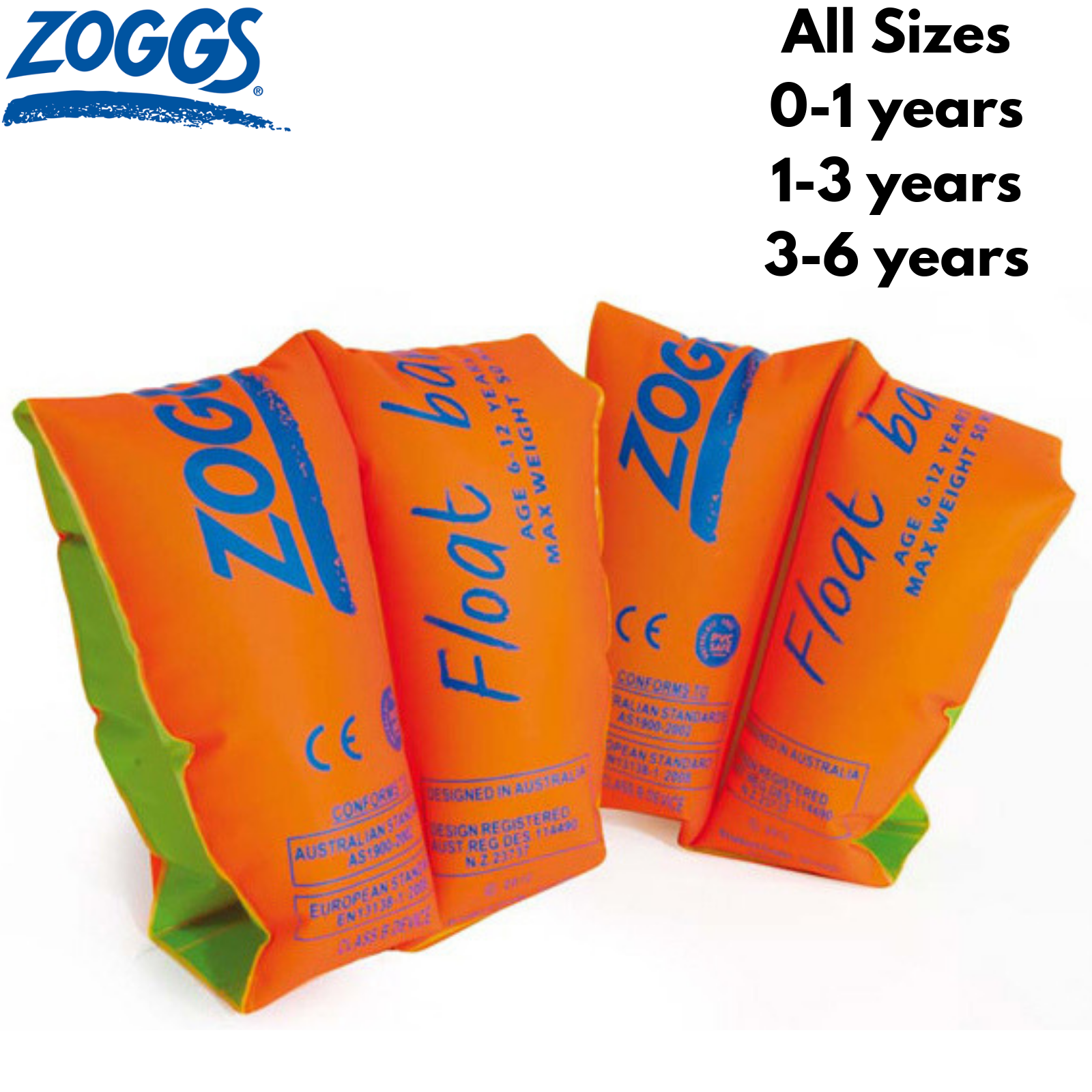 ZOGGS Float Bands Stage 2 Learn To Swim Childrens Arm Bands Float Inflatable Rings Swimming - Up to 12 Months V563-ZOGGS-FLOATBANDS-0_1YEARS