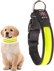 LED Dog Cat Collar USB Rechargeable Nylon Glow Flashing Light Up Safety Puppy V563-ZP0115