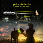 LED Dog Cat Collar USB Rechargeable Nylon Glow Flashing Light Up Safety Puppy V563-ZP0115
