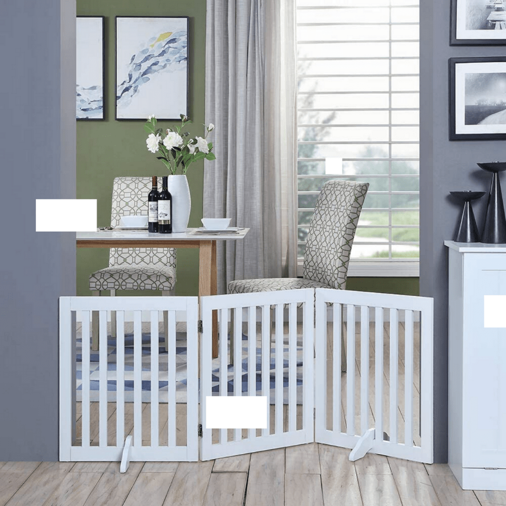 Three Panel Freestanding Dog Gate, White V568-GMW-265-W