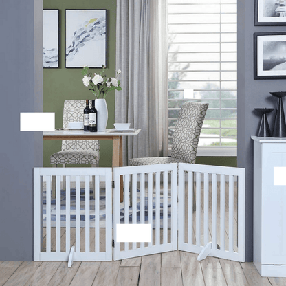 Three Panel Freestanding Dog Gate, White V568-GMW-265-W