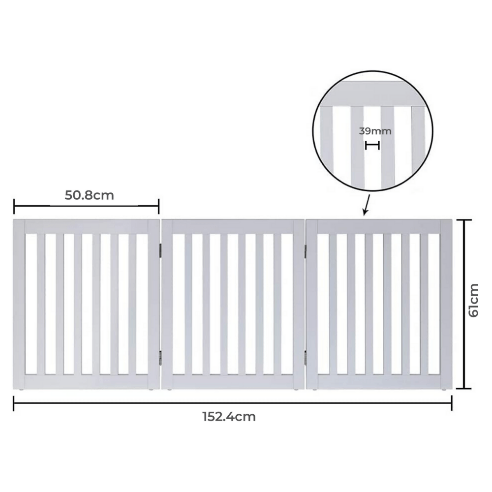 Three Panel Freestanding Dog Gate, White V568-GMW-265-W