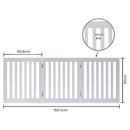 Three Panel Freestanding Dog Gate, White V568-GMW-265-W
