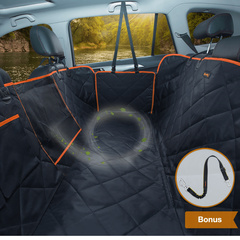 iBuddy Dog Seat Cover Car Hammock w/ Mesh Window & Dog Seat Belt V568-IB-P00027-SB
