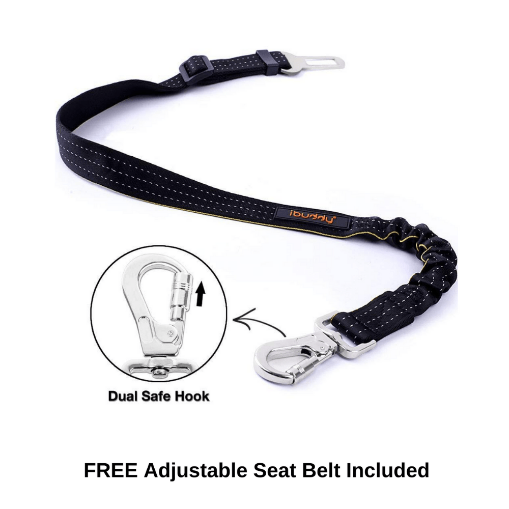 iBuddy Dog Seat Cover Car Hammock w/ Mesh Window & Dog Seat Belt V568-IB-P00027-SB