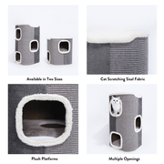 Tri-Level Square Cat Condo with Sherpa Lining V568-MK210108