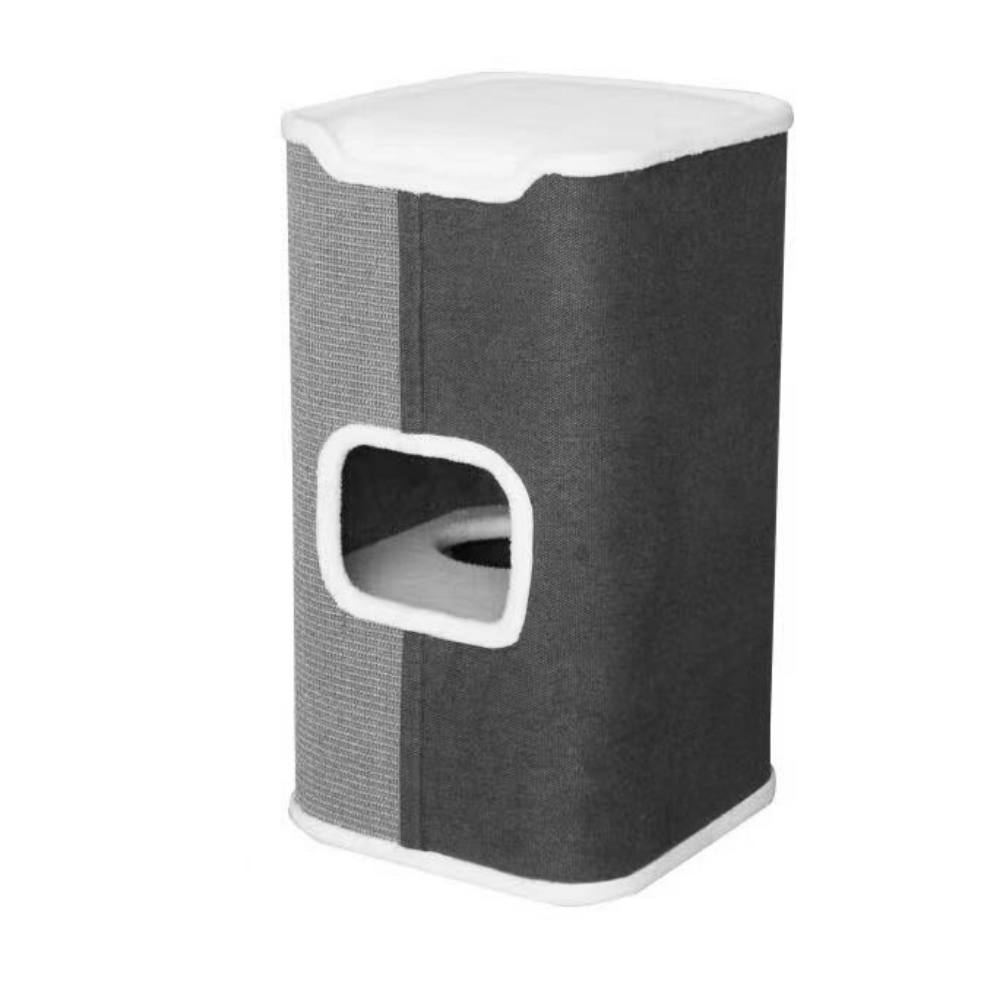 Tri-Level Square Cat Condo with Sherpa Lining V568-MK210108